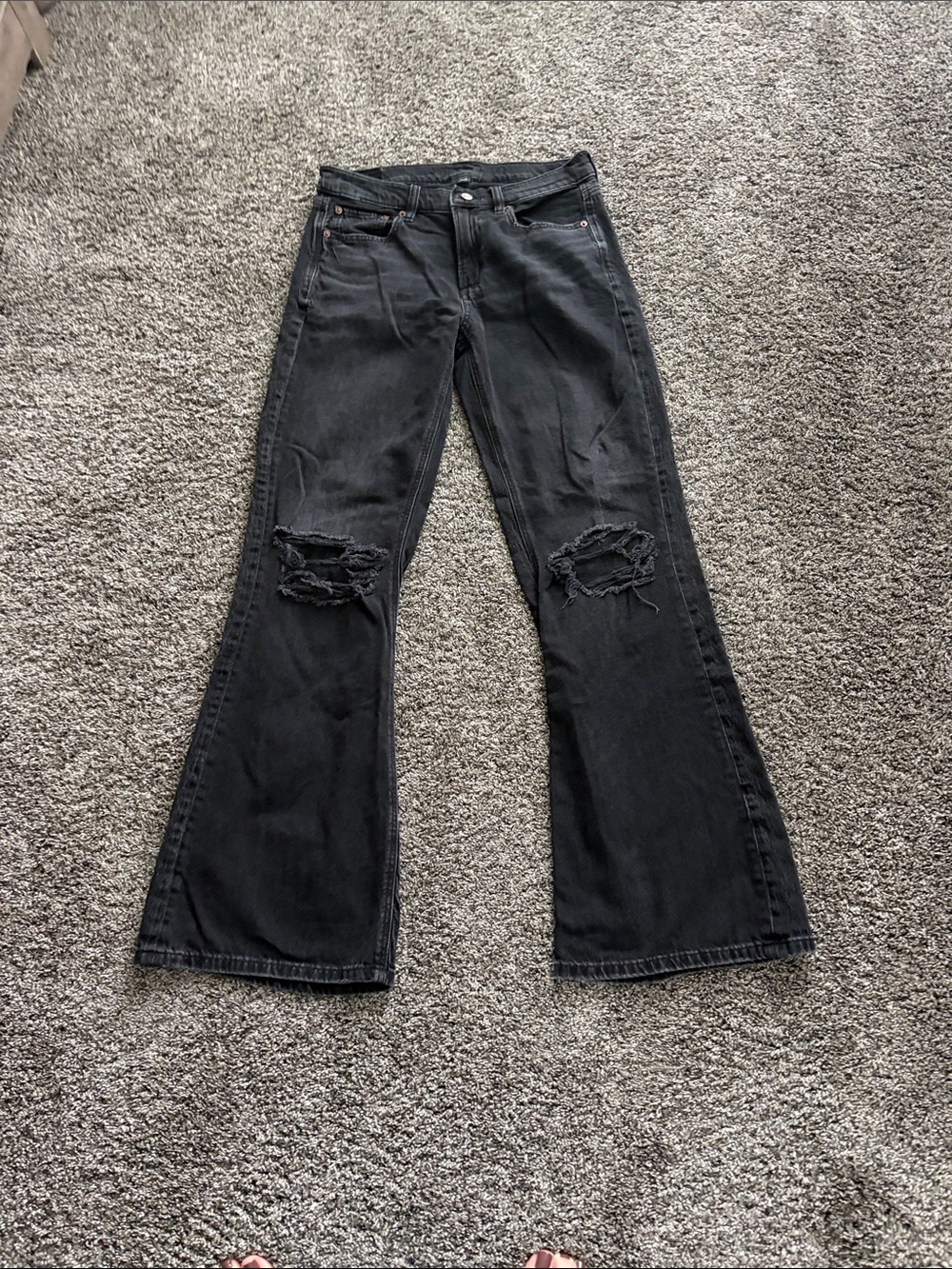 American Eagle Outfitters Black Distressed Flare Jeans